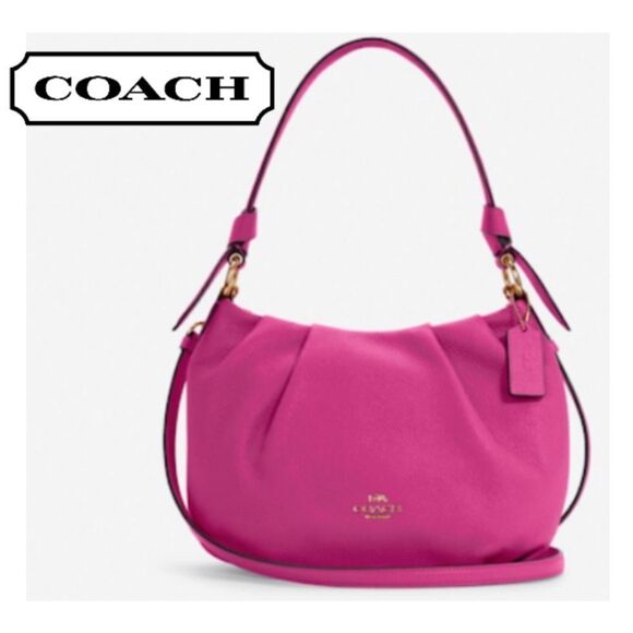 COACH PENELOPE SHOULDER BAG CO952 IN SILVER/BRIGHT VIOLET  Coach Everly Pleated Shoulder Bag In Bright Violet (Bright Fuscia Pink)